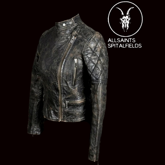 All Saints Jackets & Blazers - All Saints Astor Pebbled Leather Jacket Moto Biker